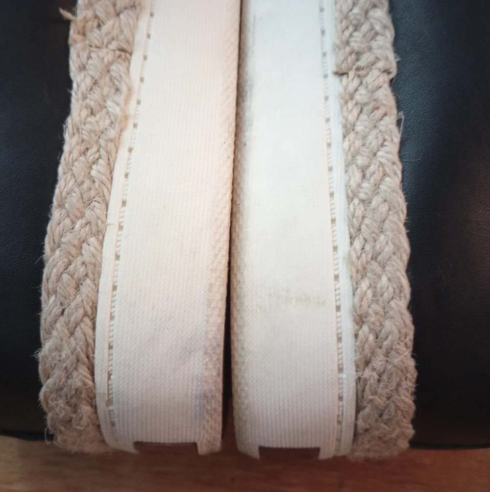 Dr. Scholl's Scout Jute Black Cream Leather Slip-On Espadrilles Shoes Women 8